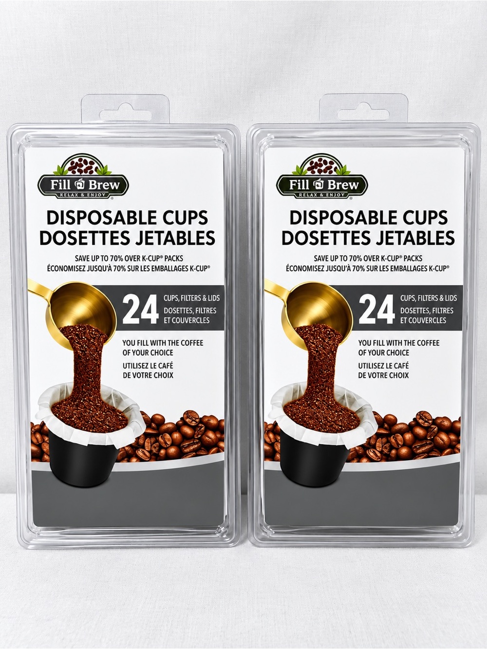Gold Disposable Coffee Cups - White Inserts (24 Count)